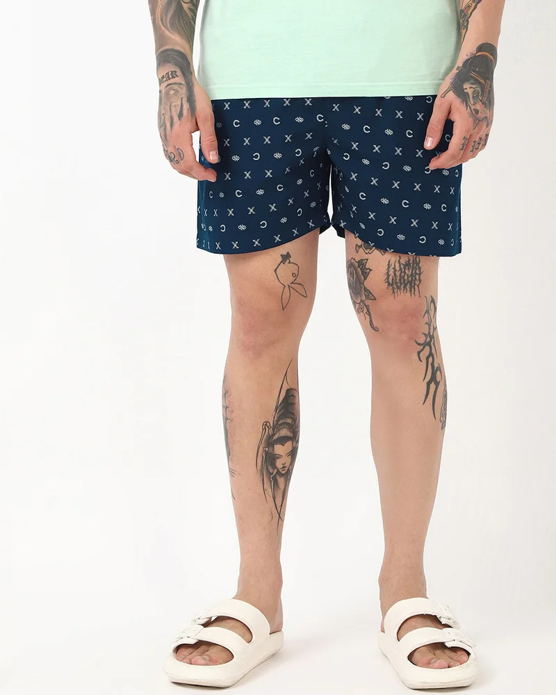 بيواكوف Men's Blue All Over Printed Boxers